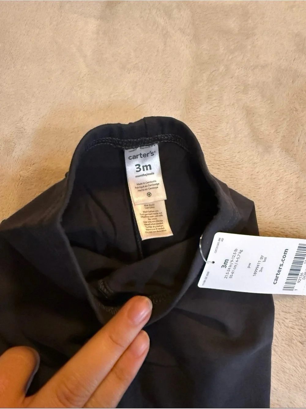Carter's Dark Grey Baby Leggings - Soft Stretch Kids Bottoms